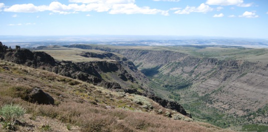 View across Little Blitzen gorge showing the Cold Springs highlands